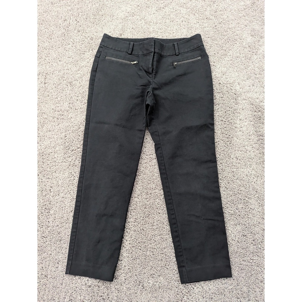 Ann Taylor Capri Pants Womens 8P Petite Crop Chino Zip Pockets Black Casual